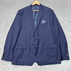 Lauren Ralph Lauren 2pc Suit Mens Black Label Wool Blend Blue 48L Pants 40x 32